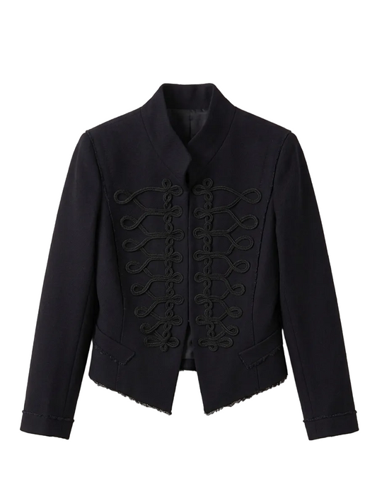 Women Napoleon Jacket | Elegant Office Short Coat | Stand Collar | Spring Jacket | Military Blazer