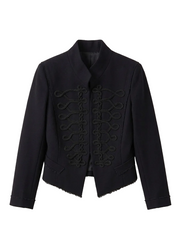Women Napoleon Jacket | Elegant Office Short Coat | Stand Collar | Spring Jacket | Military Blazer