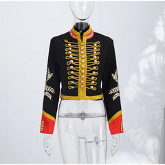 Women Napoleon Jacket | Stand Collar | Full Sleeve | Spring Jacket | Coat | Short Military Jacket