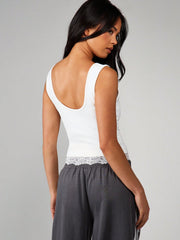 Women Lace Trim Tank Top | V-Neck | Crop Top | Y2k
