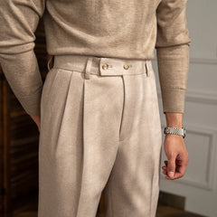 Men Classic Italian Naples Style Pants | Suit Pants | High Waisted | Straight Fit | Formal Business Pants | Thick Trousers
