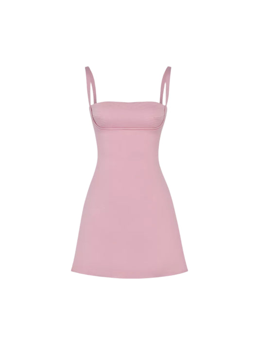 Women A-Line Satin Dress | Mini Spaghetti Strap Dress