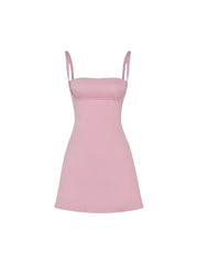 Women A-Line Satin Dress | Mini Spaghetti Strap Dress