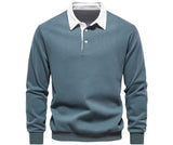 Cotton Polo Neck Sweatshirt for Men | Casual