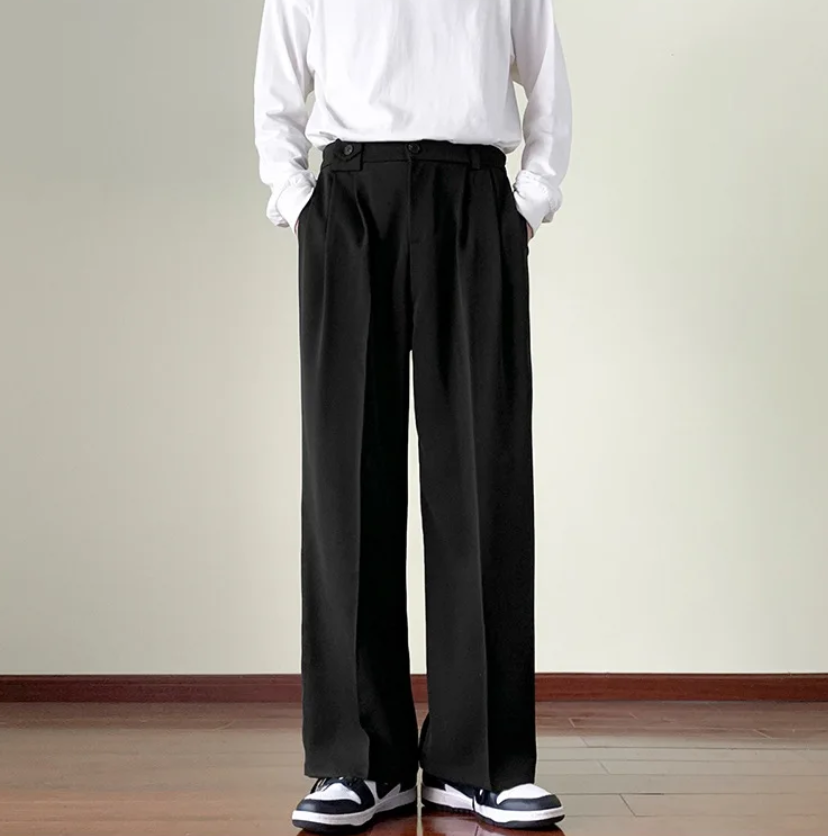 Men Plain Wide Leg Dress Pants | Business Casual Pants