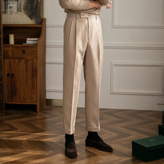 Men Classic Italian Naples Style Pants | Suit Pants | High Waisted | Straight Fit | Formal Business Pants | Thick Trousers