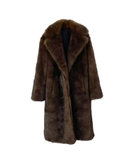 Women Long Fur Coat | Long Jacket | European Style | Lapel Fur Coat | Loose | Winter Coat | Long Coat