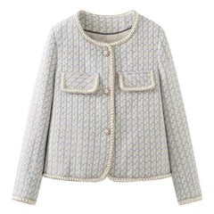 French Vintage Small Tweed Coat Women | Casual Outwear