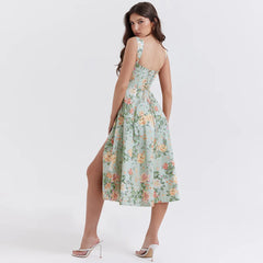 Women Floral Print Long Dress | Corset Dress | Casual Party Dress
