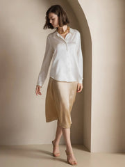 Women Satin Blouse | Long Sleeve Button-Down | Casual Office Silk Shirt