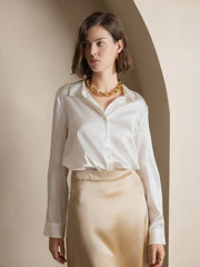 Women Satin Blouse | Long Sleeve Button-Down | Casual Office Silk Shirt