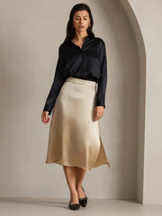 Women Satin Blouse | Long Sleeve Button-Down | Casual Office Silk Shirt