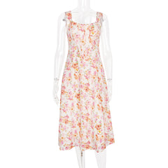 Women Floral Print Long Dress | Corset Dress | Casual Party Dress