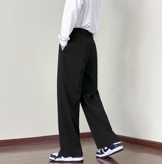 Men Plain Wide Leg Dress Pants | Business Casual Pants | Slim-Fit Trousers