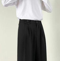 Men Plain Wide Leg Dress Pants | Business Casual Pants | Slim-Fit Trousers
