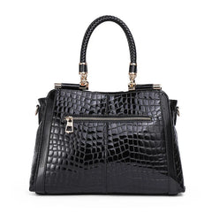 Women Black Leather Crocodile Pattern Handbag | Shoulder Bag | Office Bag