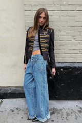 Women Napoleon Jacket | Elegant Office Short Coat | Stand Collar | Spring Jacket | Military Jacket