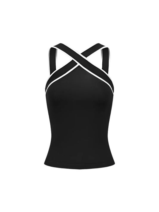 Women Knitted Criss-Cross Top | Backless Cross Straps Knit Tank Top