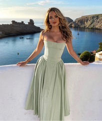 Women Pleated Sling Summer Dress