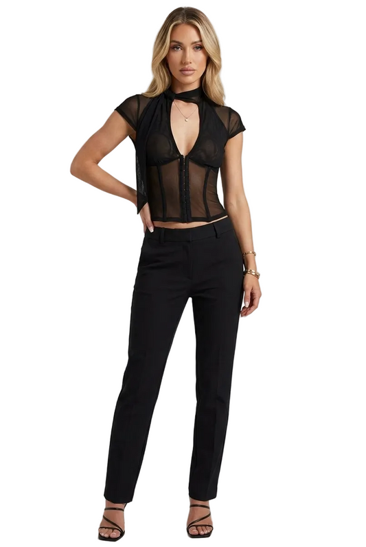 Women Mesh Corset Top | Short Sleeves