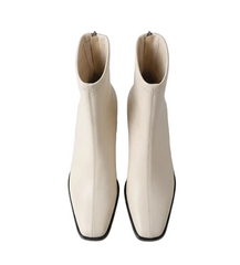 Women Pointed Toe Leather High Heel Boots