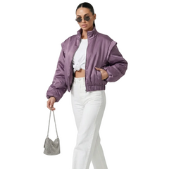 Women Puffer Jacket | Bomber Jacket | Short Jacket | Long Sleeve | Cropped