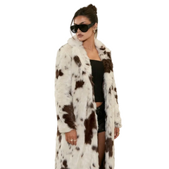 Women Winter Animal Print Fur Coat | Thick Warm Long Coat