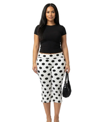 Women Low Rise Capri Trousers | Polka Dot Print Pants | Y2K | Slim Fit