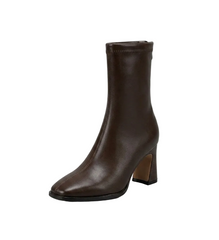 Women Pointed Toe Leather High Heel Boots