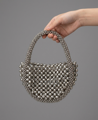 Women Hollow Hand-Made Metal Gold Beads Woven Handbag | Pearl Bag | Round Handbag