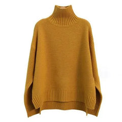 Women Cashmere Sweater | High Neck Thick Wool Pullover