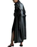 Women's Oversized Leather Trench Coat  | Extra Long Leather Coat