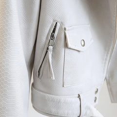 Women Biker Leather Jacket with Belt