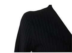 Women Black Mermaid Maxi Dress | Long Sleeve V-Neck Party Dress