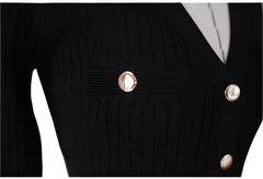 Women Black Mermaid Maxi Dress | Long Sleeve V-Neck Party Dress
