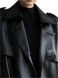 Women's Oversized Leather Trench Coat  | Extra Long Leather Coat