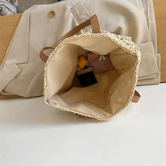 Women Square Hollow Straw Handbag | Beach Bag | Handmade Woven Shoulder Bag