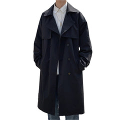 Trench Coat Male Streetwear | Business Casual Loose Long Overcoat | Windbreaker Trench Coat