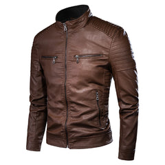 Men Causal Vintage Leather Jacket | Motor Biker Pocket Jacket