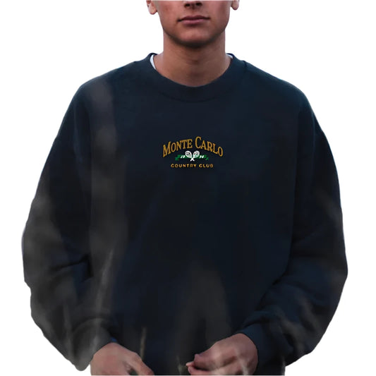 Unisex Vintage Embroidered Sweatshirt | Crewneck Thick Fleece Pullover