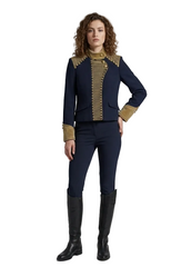Women Cropped Jacket | Rope Knot Buttons | Stand Collar | Long Sleeve | Spring Jacket | Napoleon Jacket