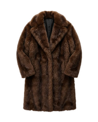 Women Long Fur Coat | Long Jacket | European Style | Lapel Fur Coat | Loose | Winter Coat | Long Coat