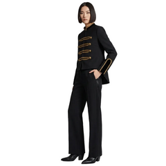 Women Napoleon Jacket | Elegant Office Short Coat | Stand Collar | Spring Jacket | Military Jacket