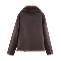 Women Winter Fur Jacket | Long Sleeves | Double-Sided | Thick | Warm Coat | Reversible Jacket