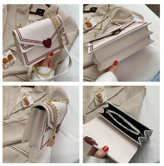 Women Heart Envelope Shoulder Bag | Texture  Handbag | Crossbody Chain Bag
