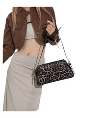 Women Leopard Print Underarm Bag | Cheetah Print Leather Shoulder Bag