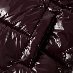 Women Glossy Zipper Hooded Jacket | Windbreaker | Pleated | Short Jacket | Cotton