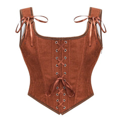 Women Victorian Vintage Corset | Front Lace Up Tank Top | Goth Lace Up Corset