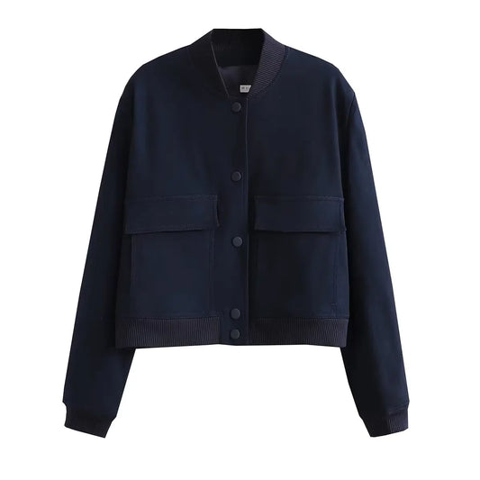 Women Solid Bomber Jacket