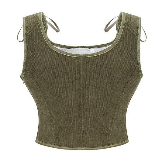 Women Victorian Vintage Corset | Front Lace Up Tank Top | Goth Lace Up Corset